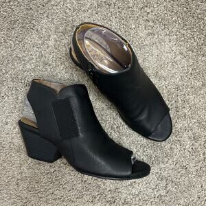 Natural Soul Naturalizer DAPH 6.5M Black Peep Toe , Side Zip Ankle Bootie